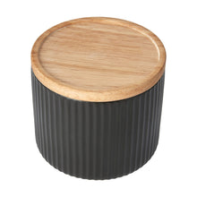 Small Black Ribbed Canister