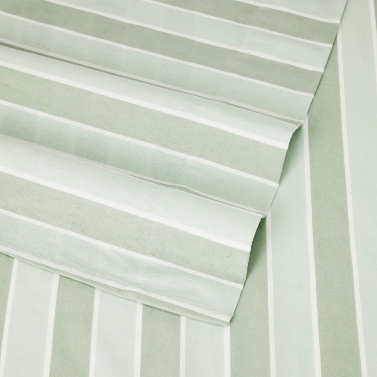 Stripe Flannelette Cotton Sheet Set - King Bed, Sage