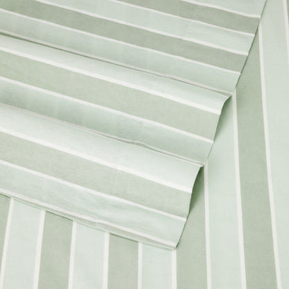 Stripe Flannelette Cotton Sheet Set - King Bed, Sage