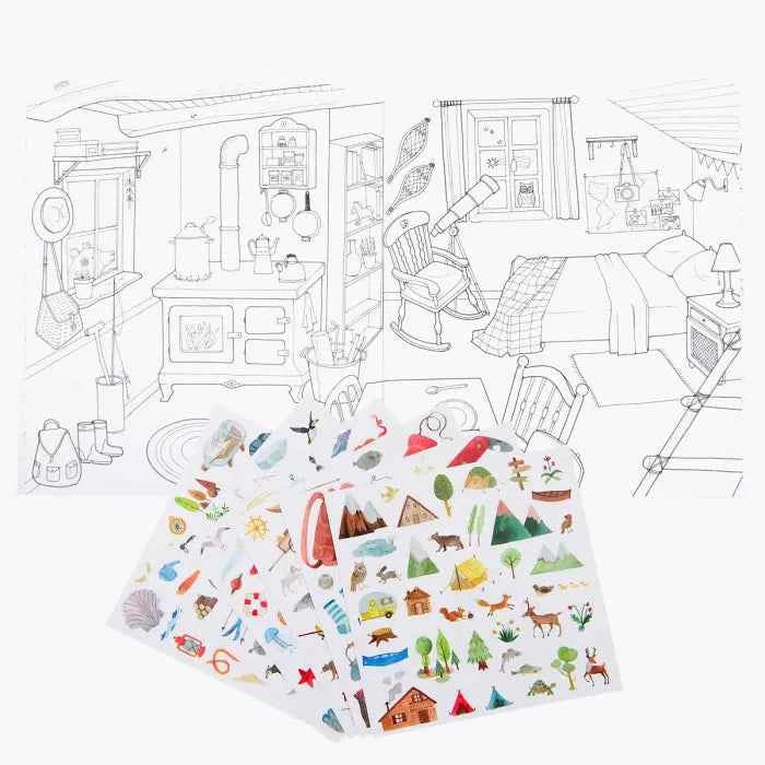 Explorer Colouring Activity Book with 195 Stickers (Paperback) by Moulin Roty Travel Toys