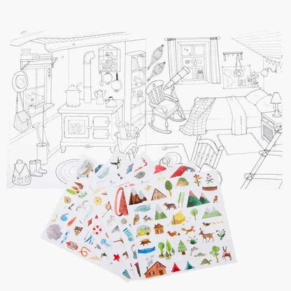 Explorer Colouring Activity Book with 195 Stickers (Paperback) by Moulin Roty Travel Toys