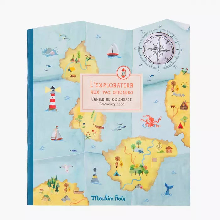 Explorer Colouring Activity Book with 195 Stickers (Paperback) by Moulin Roty Travel Toys