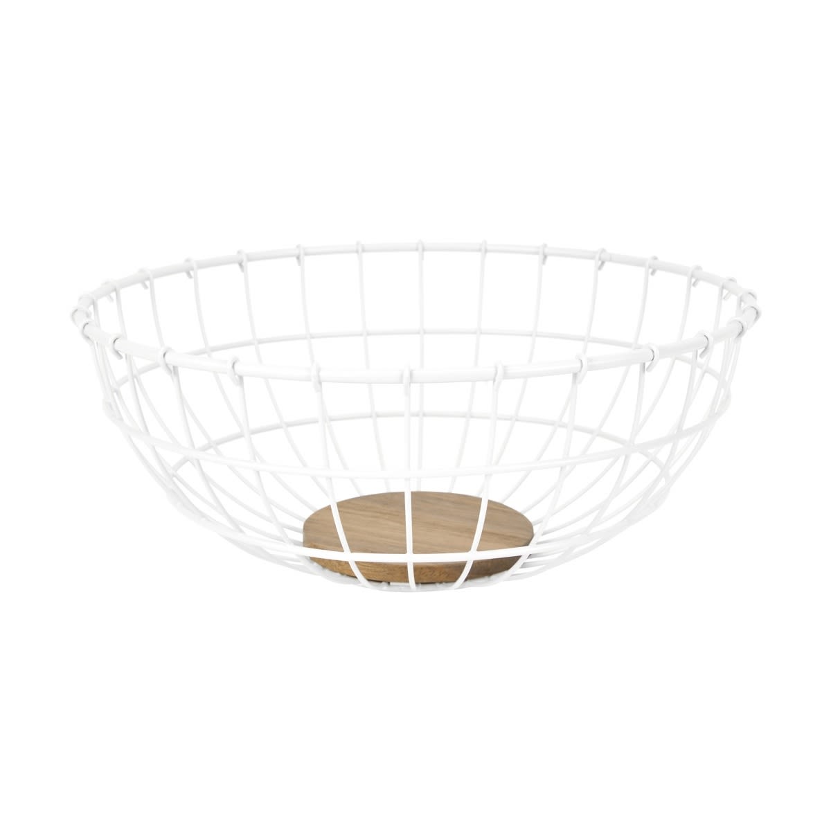 Off White and Acacia Fruit Bowl