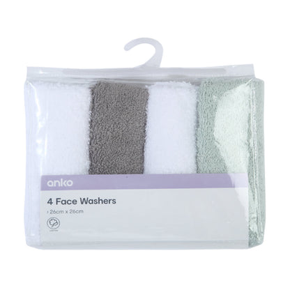 4 Pack Face Washers