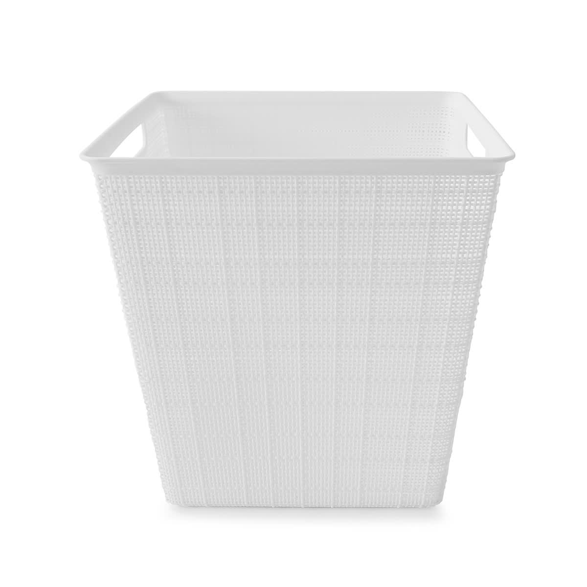15.5L Linen Weave Rectangle Basket - White