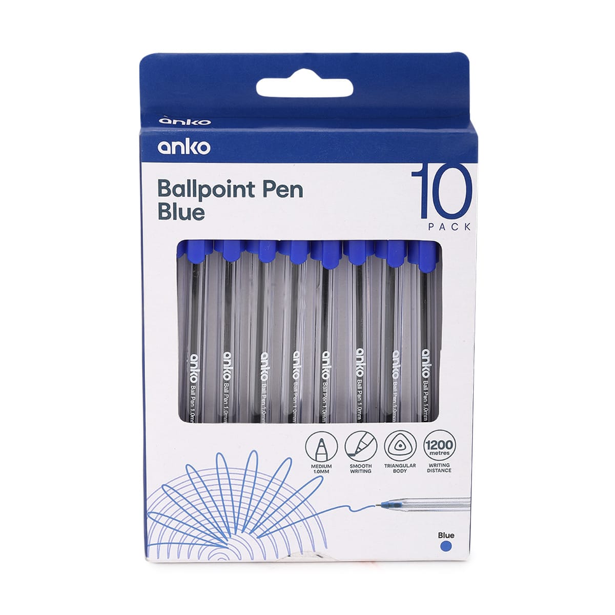 10 Pack Ballpoint Pens - Blue