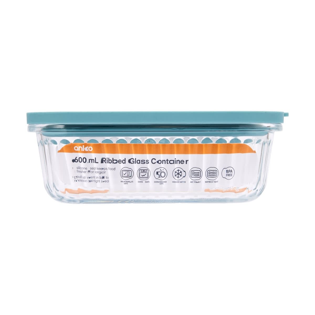 600ml Ribbed Glass Container