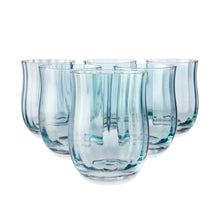 6 Green Tulip Stemless Glasses