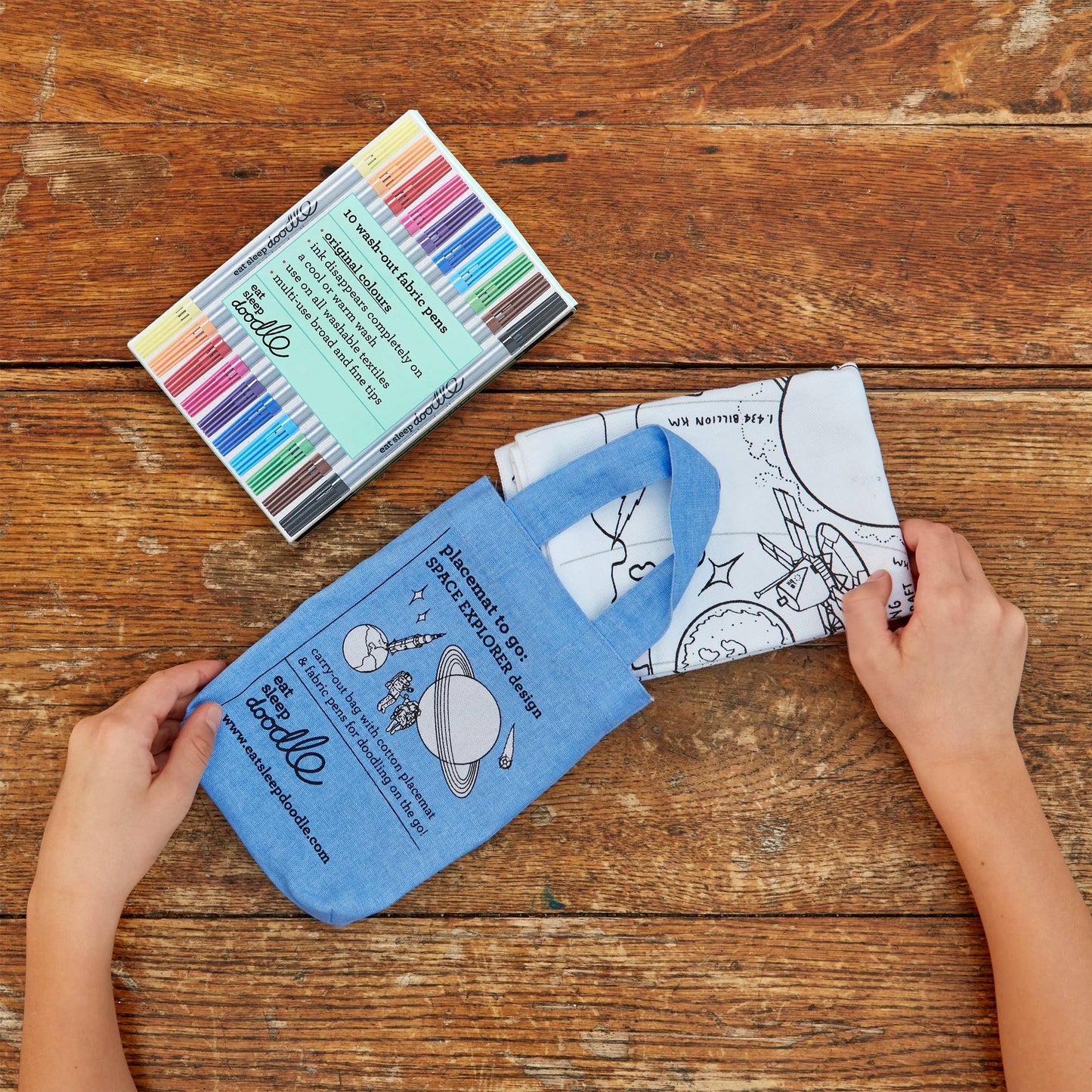 Space Explorer Tablecloth Placemat to Go by Eat Sleep Doodle Art and Craft for Kids Travel Toys 3yrs+