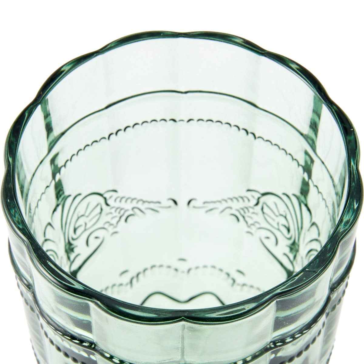 6 Green Ornate Highball Glasses