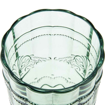 6 Green Ornate Highball Glasses