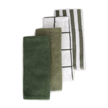 4 Pack Green Linear Terry Tea Towels