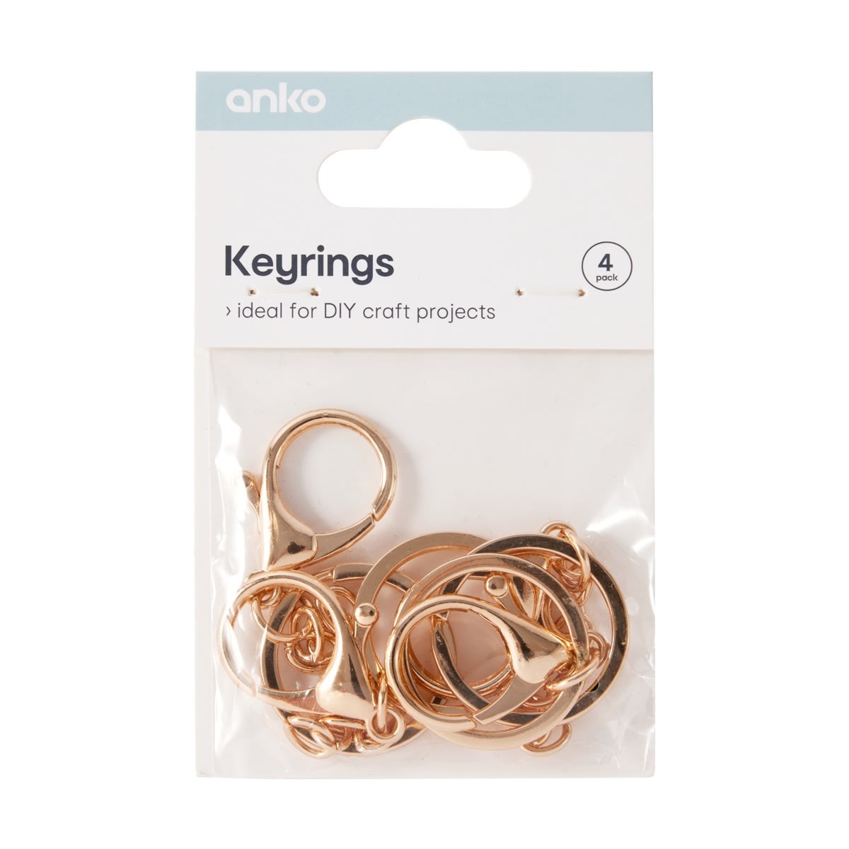 4 Pack Keyrings - Gold Look