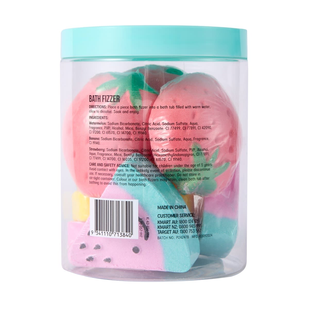 OXX Bodycare 9 Piece Multi Bath Fizzers - Watermelon, Banana and Strawberry Scented