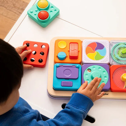 PlayTab Sensory Tiles Set 6 Pulleys, Sliders and Spinners Tile by Fat Brain Toys Sensory Cognitive Developmental Toys for Toddlers Baby Toys 12m+