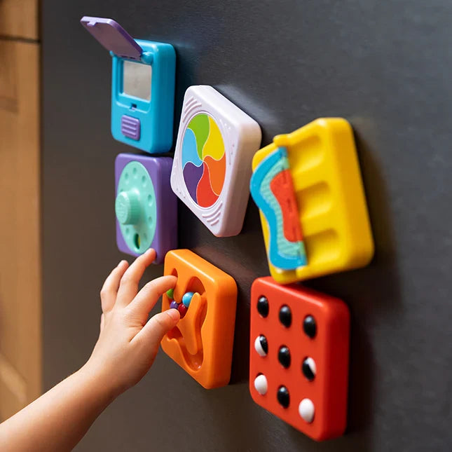 PlayTab Sensory Tiles Set 6 Pulleys, Sliders and Spinners Tile by Fat Brain Toys Sensory Cognitive Developmental Toys for Toddlers Baby Toys 12m+