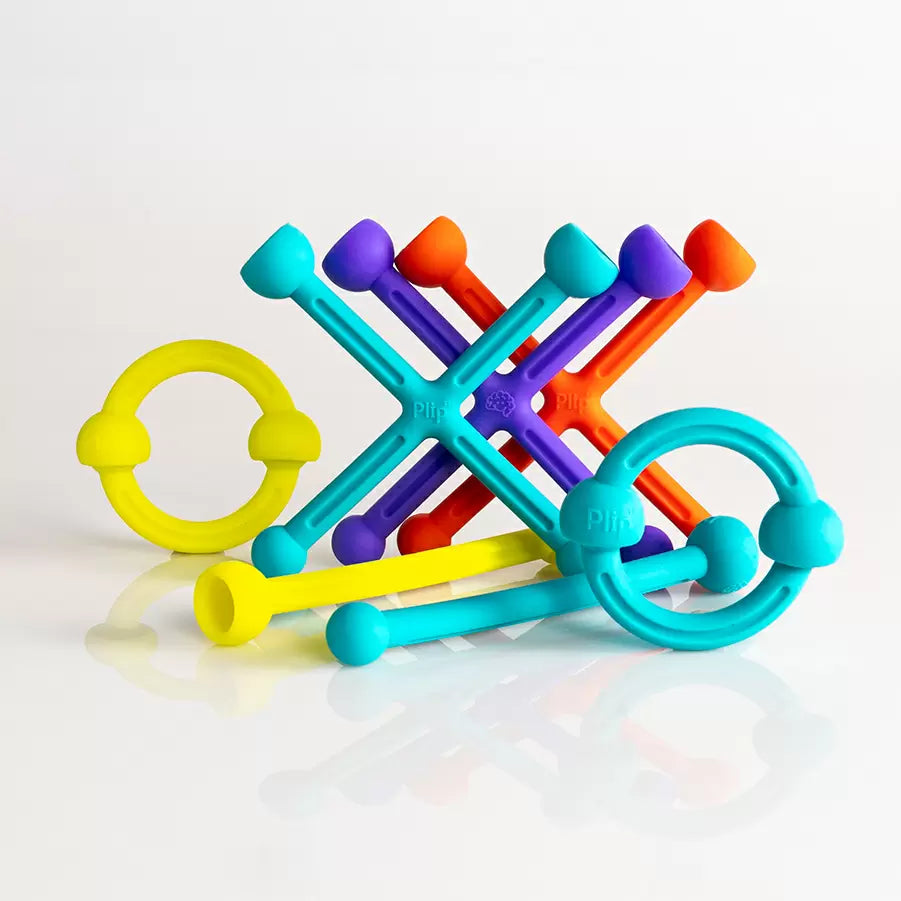 Fat Brain Toys Plip Kit Pop It 46pcs Silicone in 3 Shapes Arches Sticks and XS Travel Fidget Toys Sensory Toys Best Seller 5yrs+