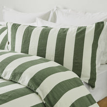 Stripe Linen Cotton Quilt Cover Set - Queen Bed, Forest
