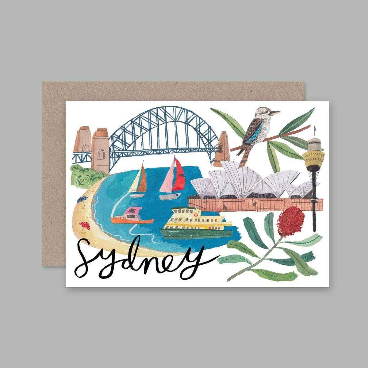 Sydney Greeting Card by AHD Paper Co Travel Postcard Sydney Australia Theme