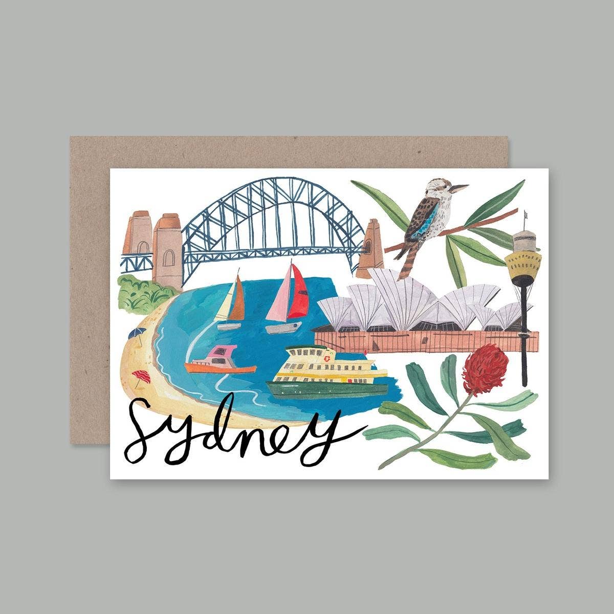 Sydney Greeting Card by AHD Paper Co Travel Postcard Sydney Australia Theme