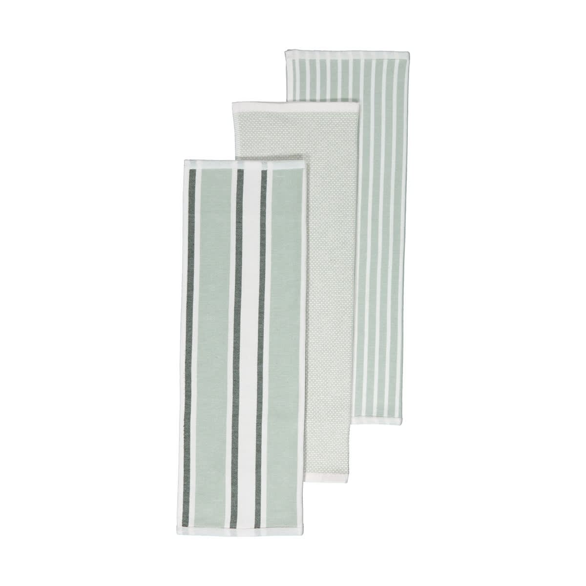 3 Pack Green Stripe Tea Towels