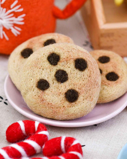 Tara Treasures Felt Big Chocolate Chip Cookie Pretend and Imaginative Play Kitchen Accessories 3yrs+