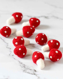 Tara Treasures Felt Red Mushroom Set of 10 Pretend and Imaginative Play Toys 3yrs+