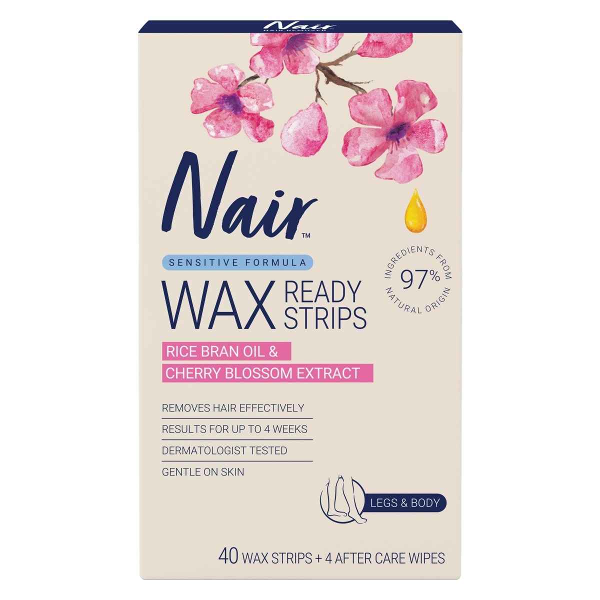 40 Pack Nair Large Wax Strips Sensitive Formula