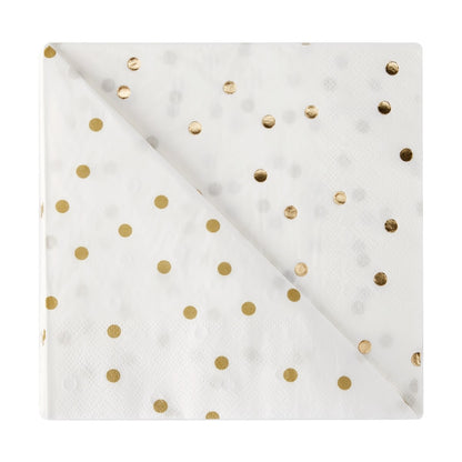 20 Pack Gold Print Polka Dot Napkins