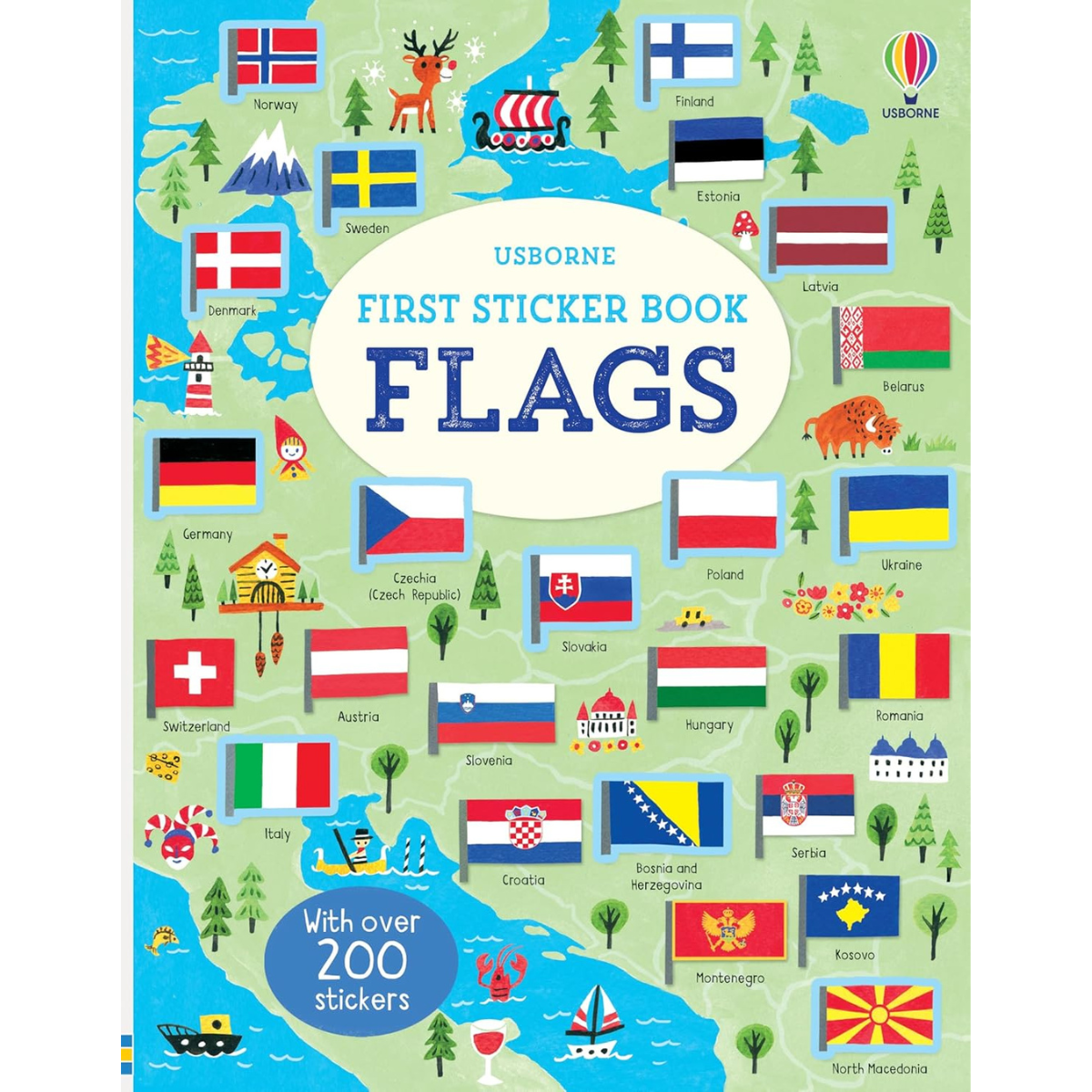 Flags First Sticker Activity Book with 200 Stickers (Paperback) by Usborne Travel Toys