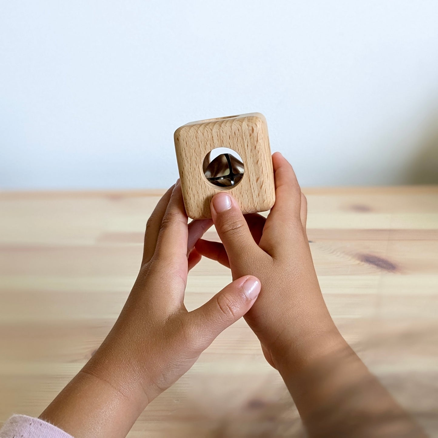 Montessori Cube with Bell Rattle Natural Wood Baby Toys Baby Gifts Idea 3m+