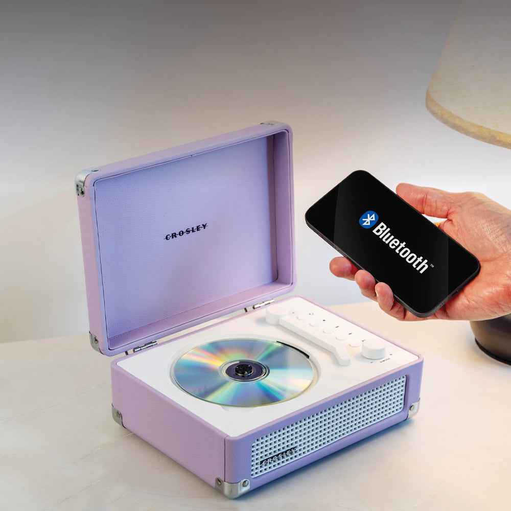 Crosley Cruiser Portable Retro CD Player with Stereo Bluetooth Speakers, FM Radio - Lavender