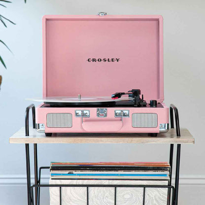 Crosley Cruiser Bluetooth Portable Turntable - Blush Pink + Bundled Majority D40X Bluetooth Speakers