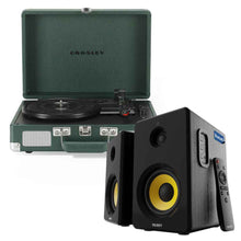 Crosley Cruiser Bluetooth Portable Turntable - Emerald Green + Bundled Majority D40X Bluetooth Speakers