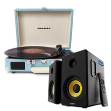 Crosley Cruiser Bluetooth Portable Turntable - Turquoise + Bundled Majority D40X Bluetooth Speakers