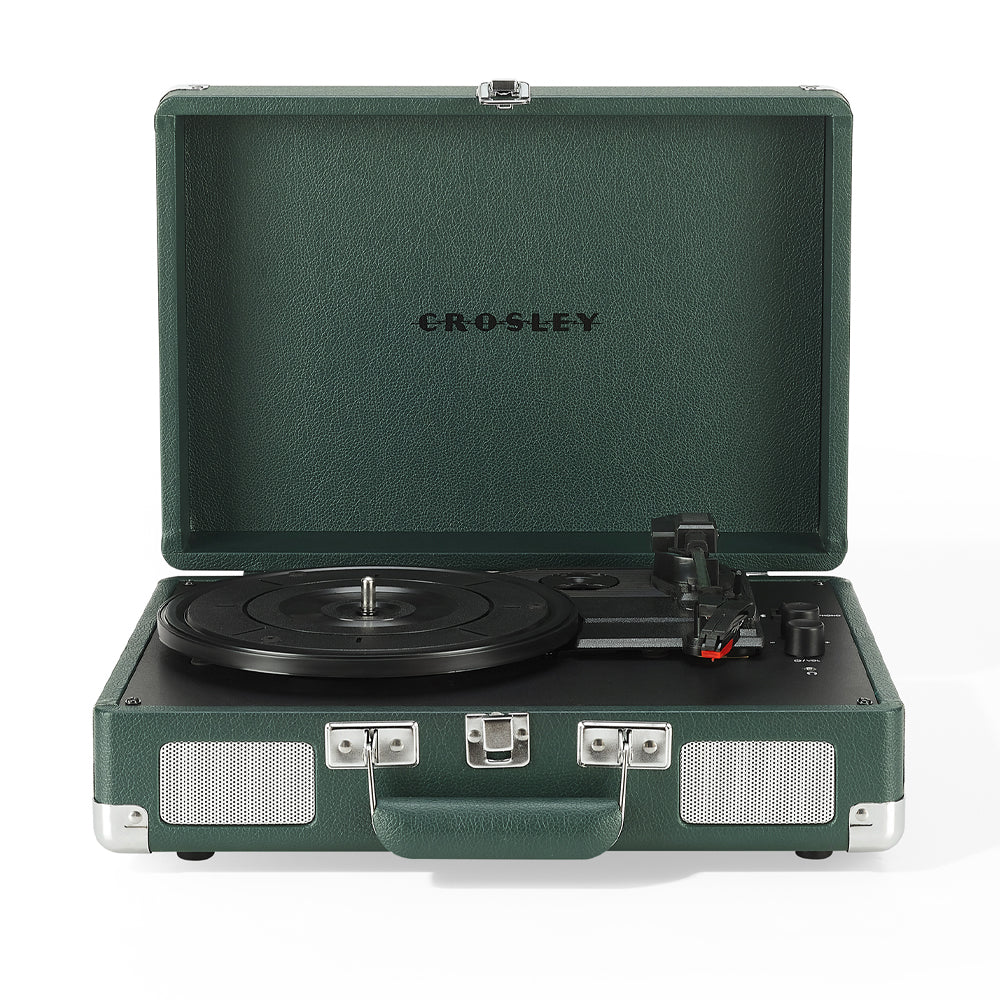 Cruiser Bluetooth Portable Turntable - Emerald Green + Vinyl Rack Bundle - Black