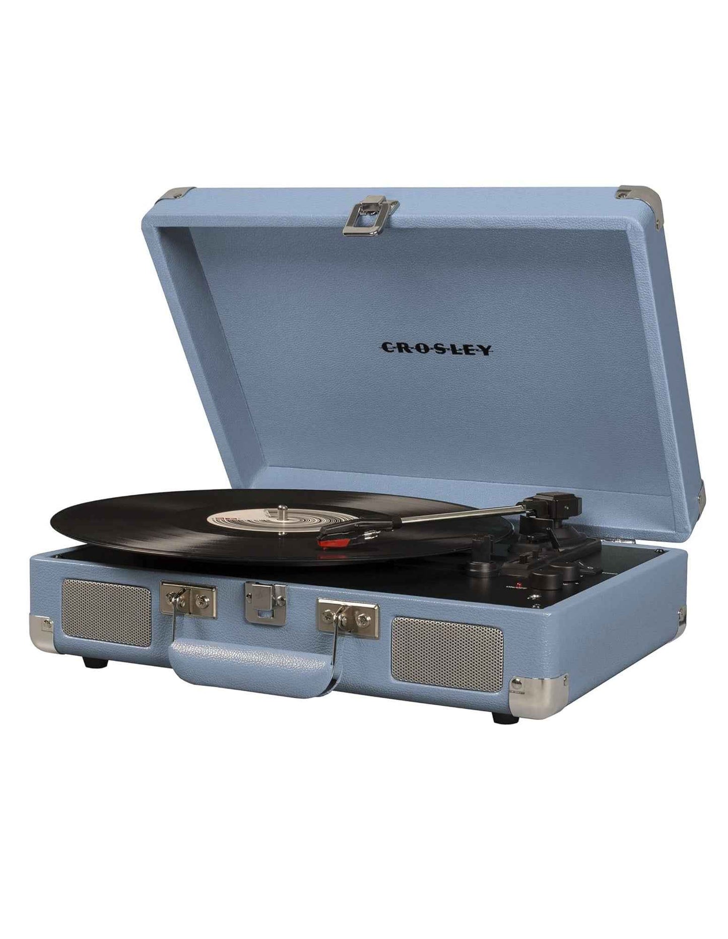 Crosley Cruiser Bluetooth Portable Turntable - Turquoise + Gadhouse Vinyl Rack Bundle - Black