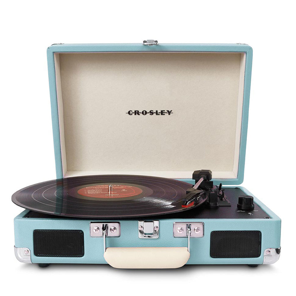 Cruiser Bluetooth Portable Turntable - Turquoise + Vinyl Rack Bundle - Black