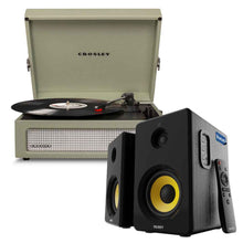 Crosley Voyager Bluetooth Portable Turntable - Sage + Bundled Majority D40X Bluetooth Speakers - Black