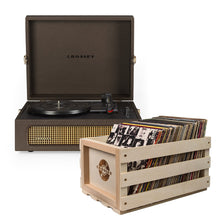 Voyager Bluetooth Portable Turntable - Cocoa + Bundled Record Storage Crate