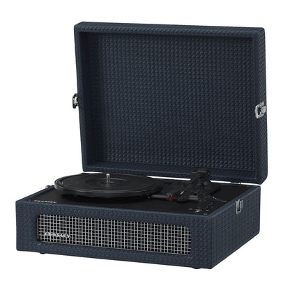 Crosley Voyager Bluetooth Portable Turntable + Bundled Record Storage Crate - Navy