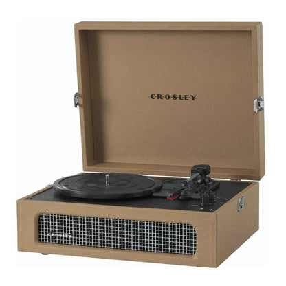 Crosley Voyager Bluetooth Portable Turntable + Bundled Record Storage Crate - Tan