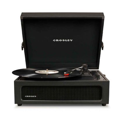 Voyager Bluetooth Portable Turntable - Black + Vinyl Rack Bundle - Black