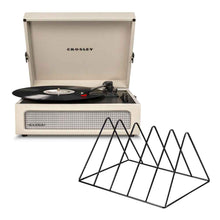 Voyager Bluetooth Portable Turntable - Dune + Vinyl Rack Bundle - Black
