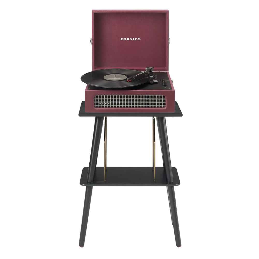 Crosley Voyager Bluetooth Portable Turntable + Entertainment Stand Bundle  - Burgundy