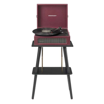 Crosley Voyager Bluetooth Portable Turntable + Entertainment Stand Bundle  - Burgundy