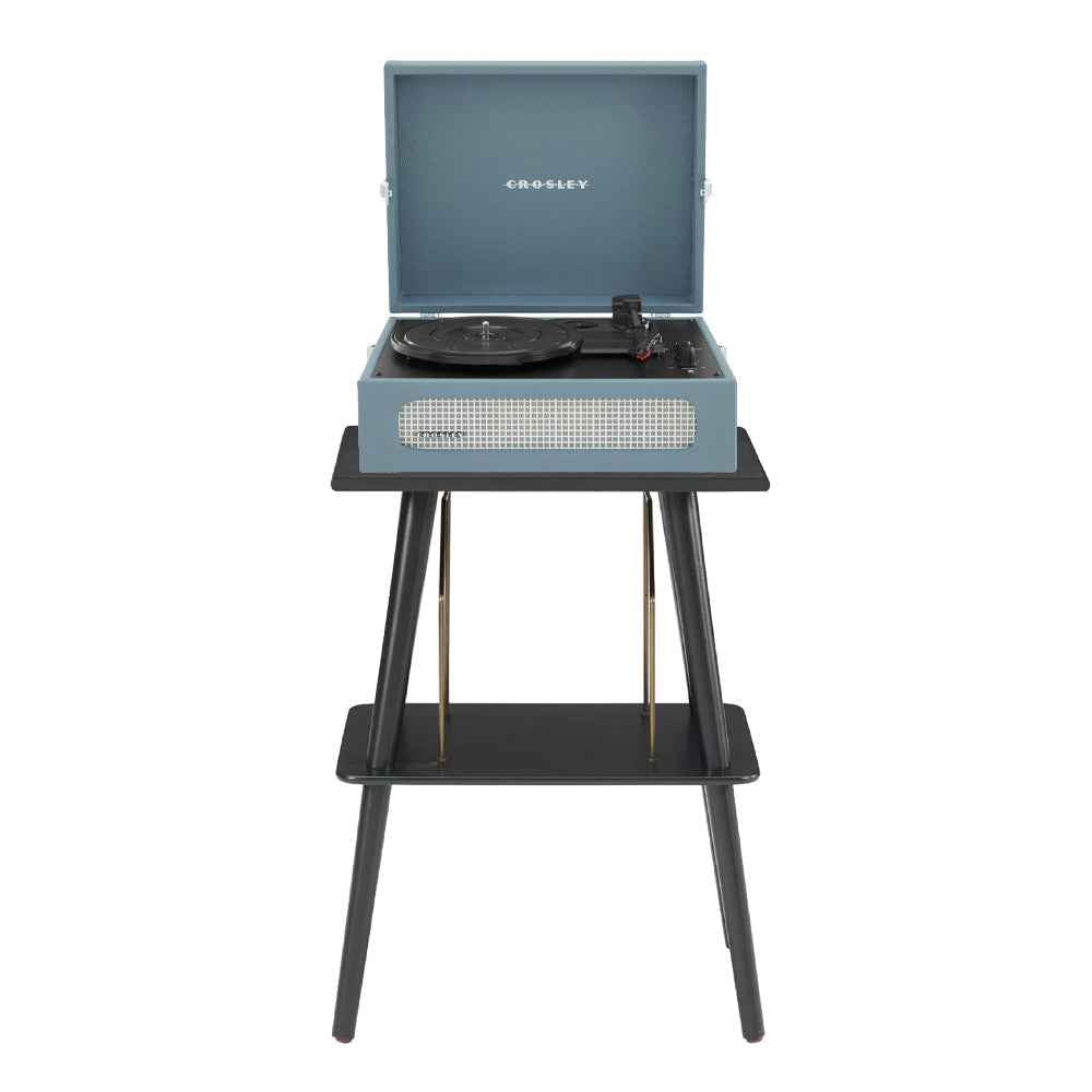 Crosley Voyager Bluetooth Portable Turntable + Entertainment Stand Bundle  - Washed Blue