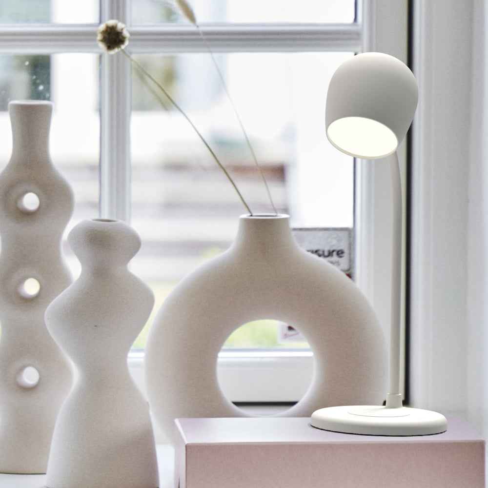 Kreafunk Ellie Lamp W/ Qi Charger And Bluetooth Speaker - White