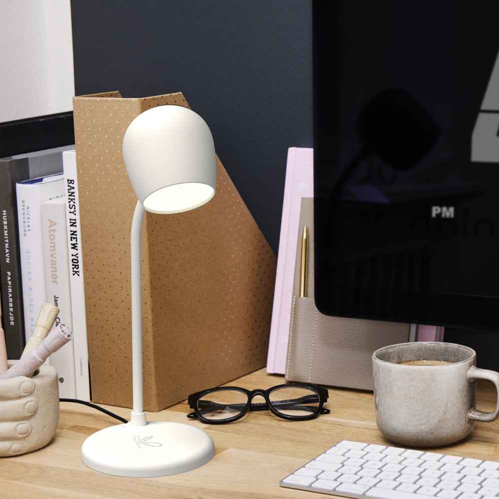 Kreafunk Ellie Lamp W/ Qi Charger And Bluetooth Speaker - White