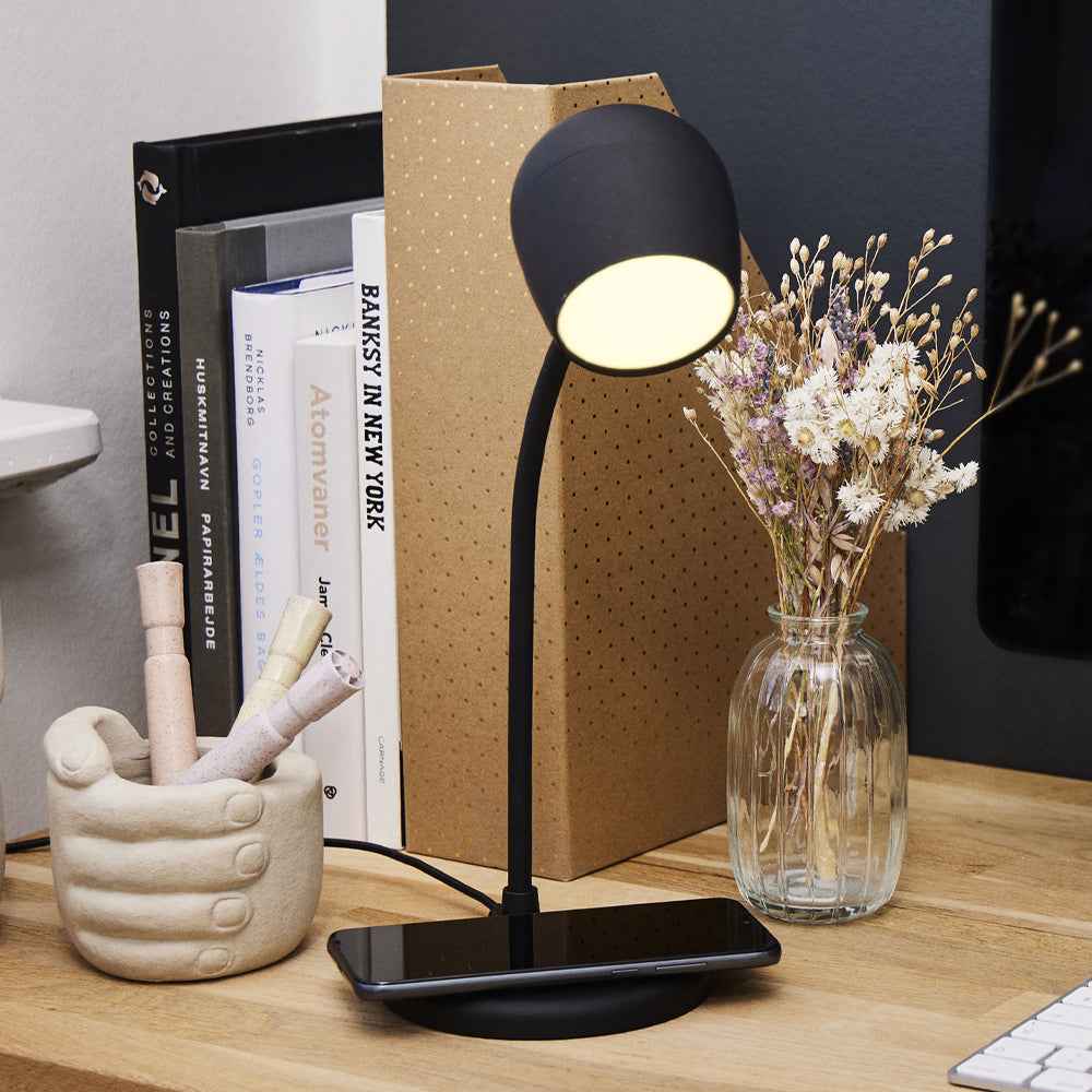 Kreafunk Ellie Lamp W/ Qi Charger And Bluetooth Speaker - Black